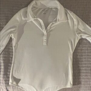American Eagle Outfitters Ribbed  White Bodysuit